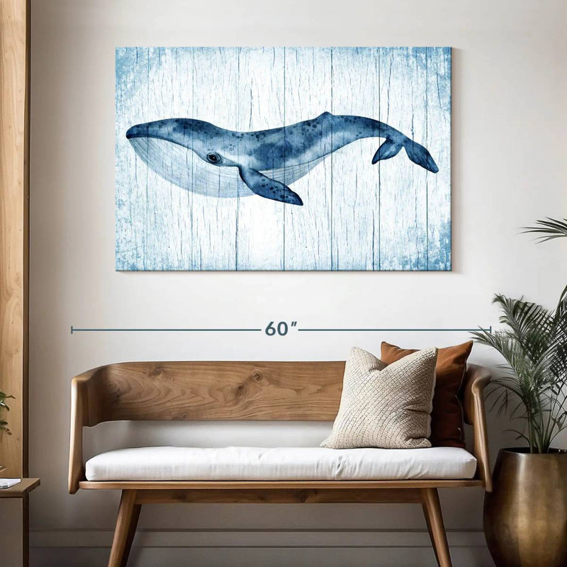 Brampt Wooden Blue Whale, 32" H x 48" W