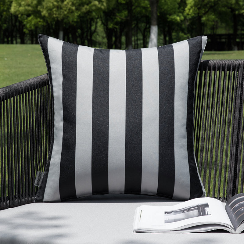 Outdoor Striped Pillow Cover, Gray