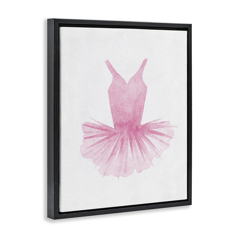 Cadre flottant aquarelle rose tutu ballerine, design par Camila Juncos, Cadre flottant noir de jais, H 21 po x l 17 po