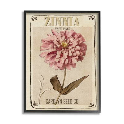 Sweet Sweet Zinnia Florals Vintage Seed Packet Oversized White