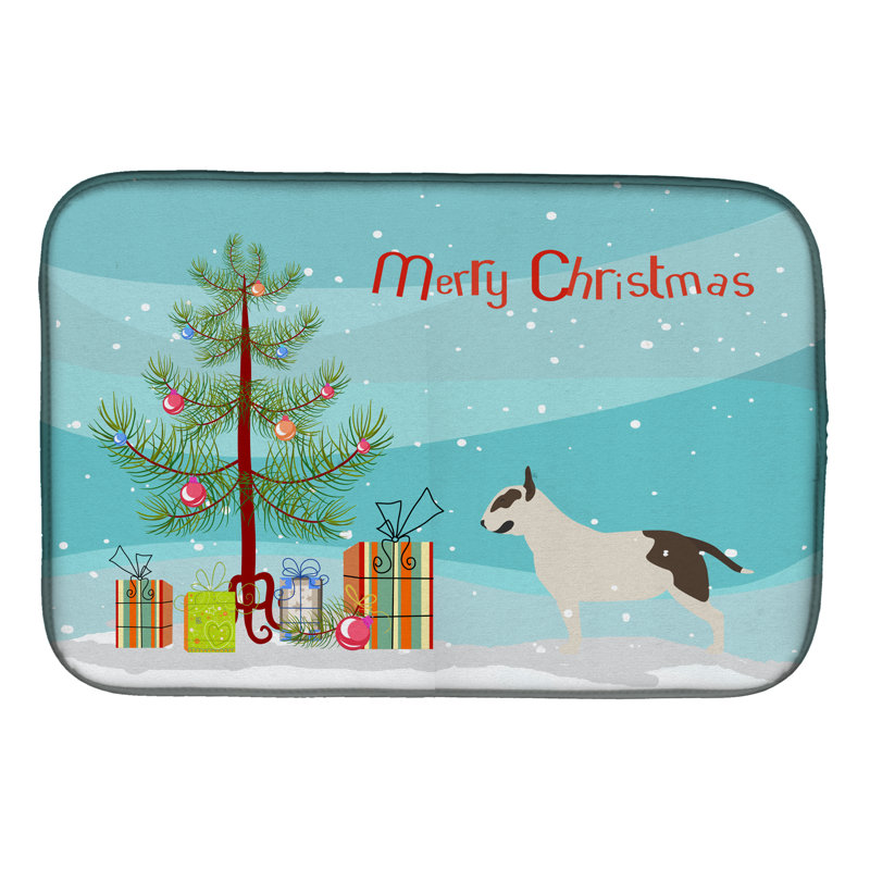 Tapis de séchage en sapin de noël bull terrier merry