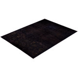 Overdyed Hand-Knotted Wool Modern-Contemporary Black Area Rug 9' 0" x 11' 10"