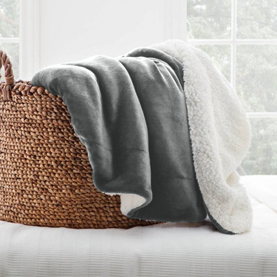 Reversible Soft Sherpa Fleece Fur Thick Dual Sided Blanket Throw