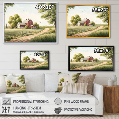 Beautiful Barn In Spring VII - Barn Landscape Canvas Print