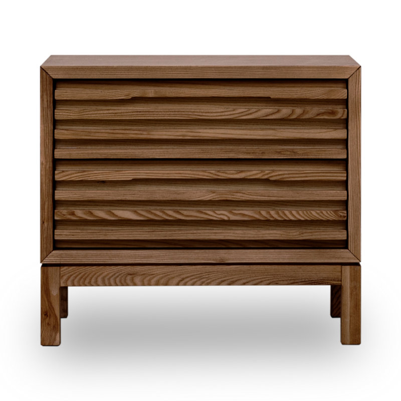 Graball 60.96cm W Solid Wood Bedside Table, Brown