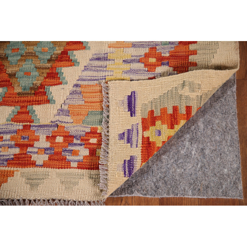 Tapis géométrique en laine Kilim 7 x 7