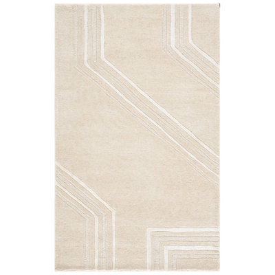 Tapis beige / ivoire en laine / viscose touffeté à la main Kruter