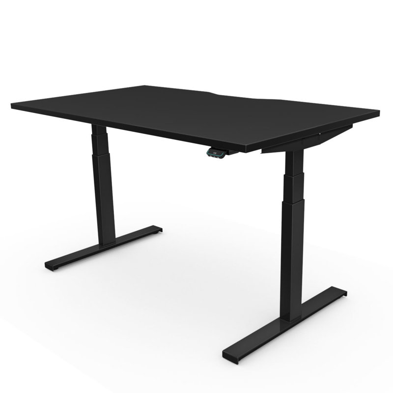 Arnesia Adjustable Metal Base Standing Desk, White, Black, 123cm H x 120cm W x 60cm D