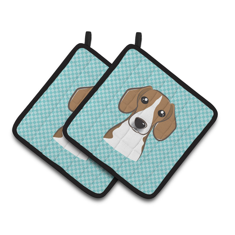 Caroline's Treasures Checkerboard Polyester Potholder, Blue