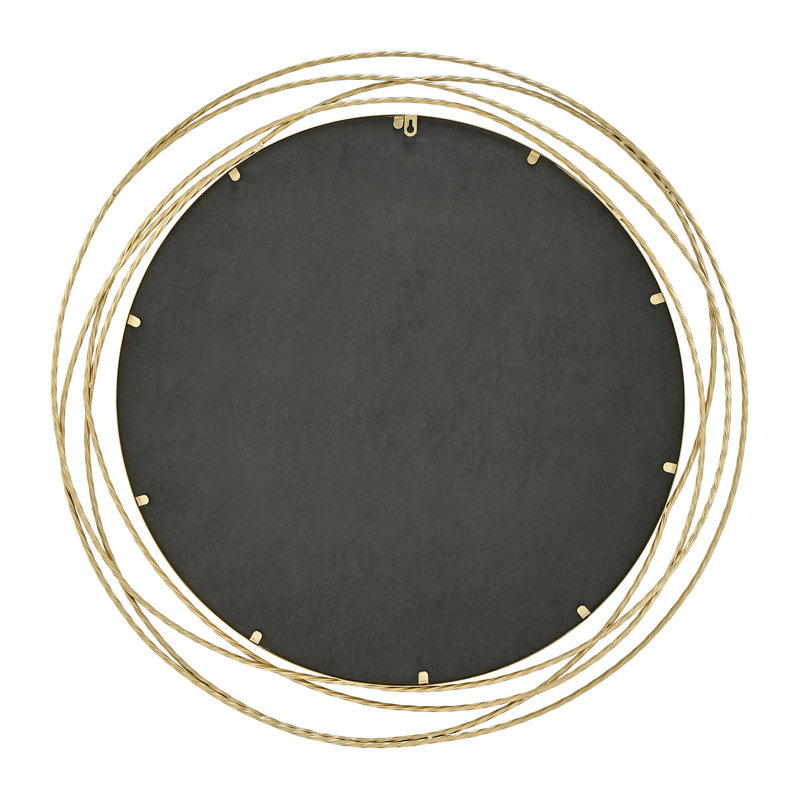 Rowden layered metal frame round mirror with a modern statement design