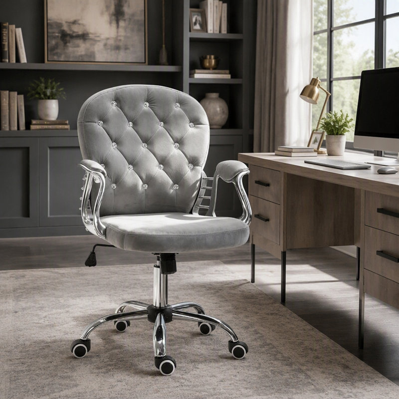 Fauteuil de bureau capitonné de luxe pour une maison et un bureau élégants, confort moelleux et design ergonomique