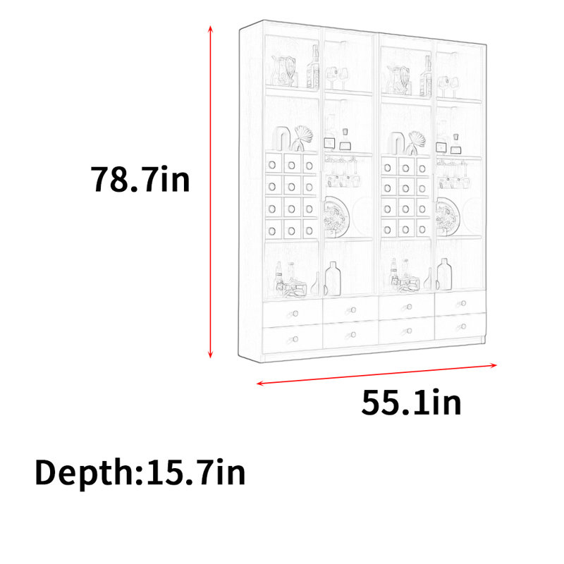 Heitman, Gris, (3 tablettes) H 78,7 po x l 55,1 po x P 15,7 po