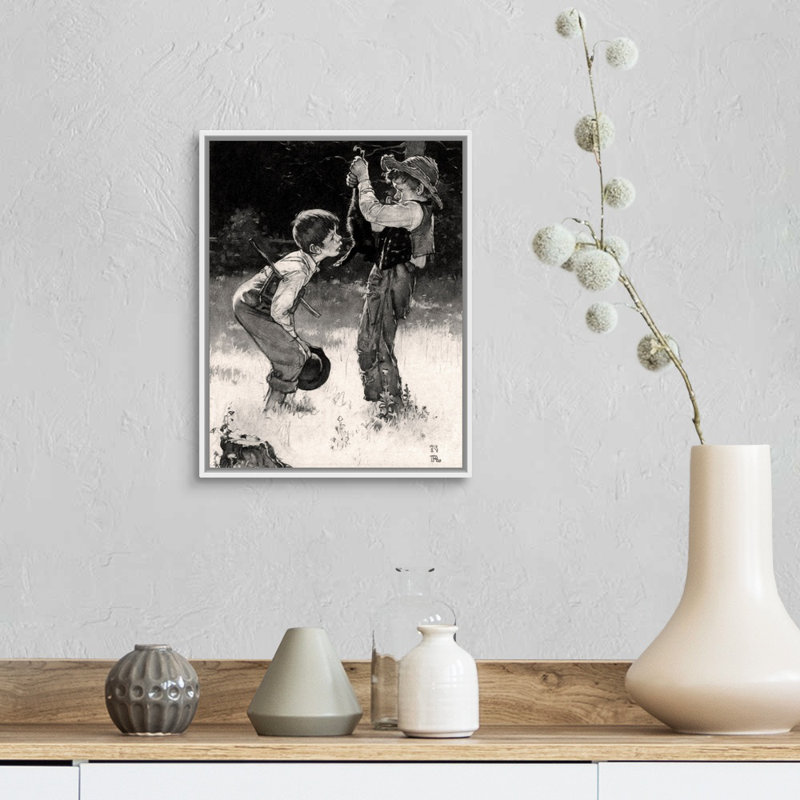 Norman Rockwell, Tom Sawyer: chat mort (étude), art mural, H 16 po x l 13 po x P 1,75 po, Cadre flottant blanc