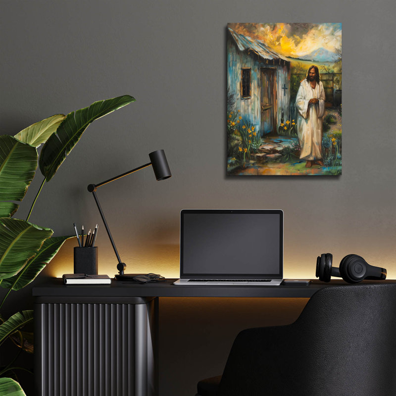 «Jesus Christ in the Garden of Divine Light» par Doron David, art mural en verre acrylique, 12 po x 16 po