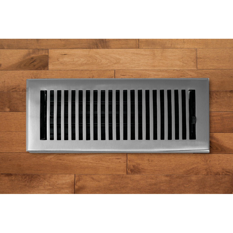 Couvercle de ventilation contemporaine en laiton massif 2 x 10 Madelyn Carter - registre de plancher et de mur - nickel brossé