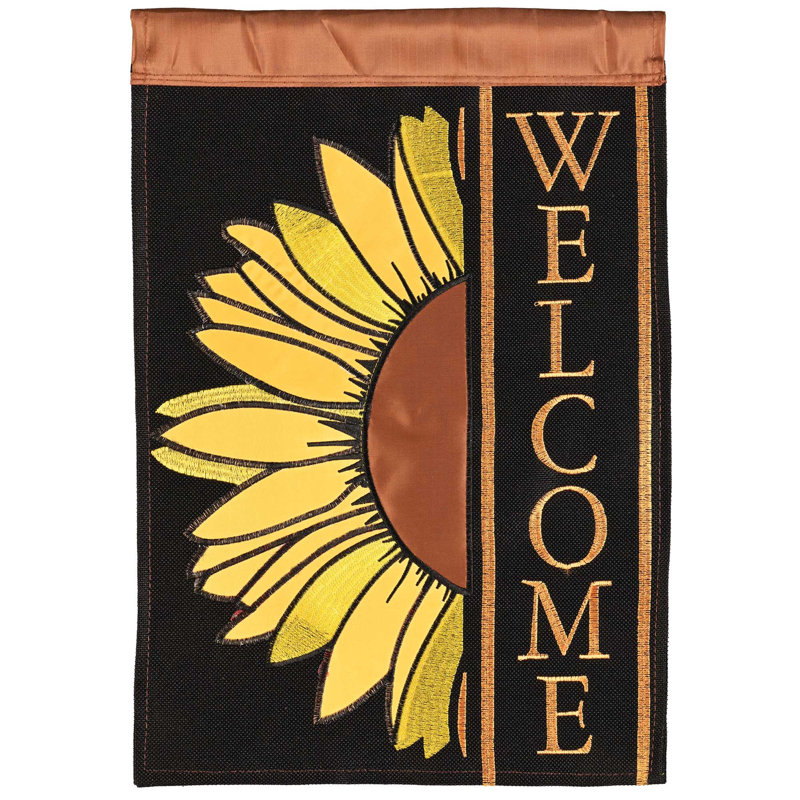 Drapeau de jardin tournesol en polyester 18 x 13 po Welcome