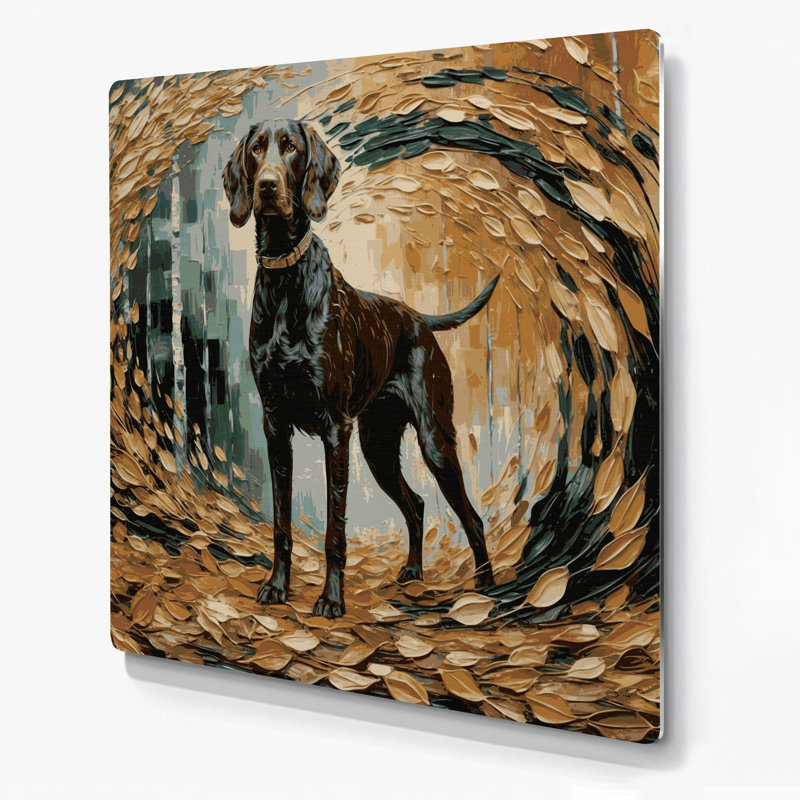 Dogs German Wirehaired Pointer, art mural en métal brun, H 12 po x l 12 po