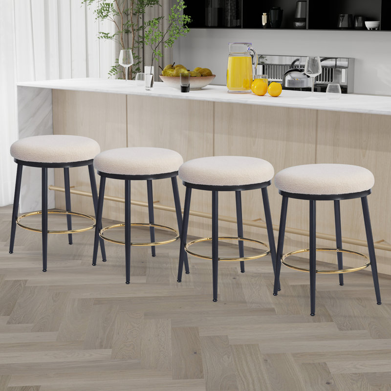 Ensemble de 4 tabourets de comptoir modernes, Blanc