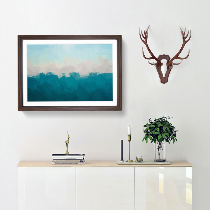 Sky on Top of the Ocean in Abstract - Picture Frame Graphic Art Print, 27cm H x 36cm W x 2cm D, Walnut Framed