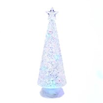 Christmas Tabletop Tree with Lights Battery Operated,Pre-Lit Snowy Xmas Tree,Mini Flocked Lighted Christmas Tree with Red Berry for Home Indoor Holida