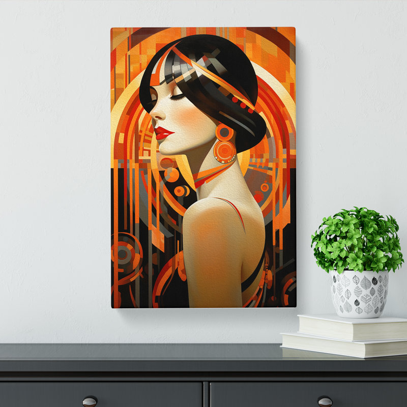 Art Deco Woman Art Deco Art - Wrapped Canvas, 60cm H x 40cm W x 3cm D