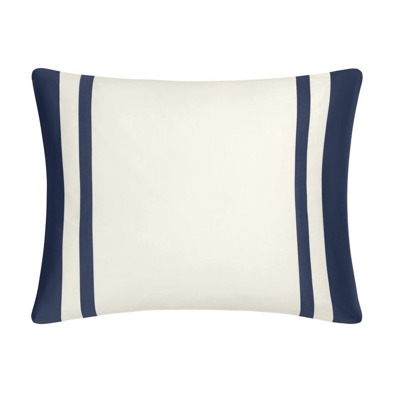 Savoy Sham, King, Ivory/Navy Blue