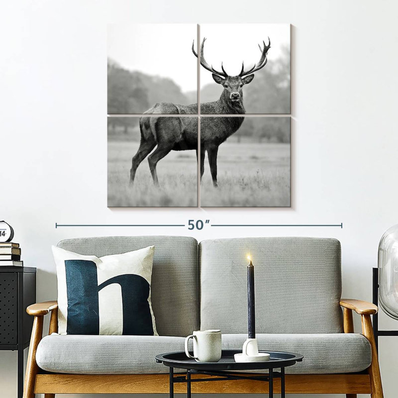 Brampt Proud Deer BW, 32" H x 32" W