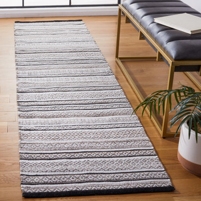 Tapis rayé kilim 101 noir / ivoire