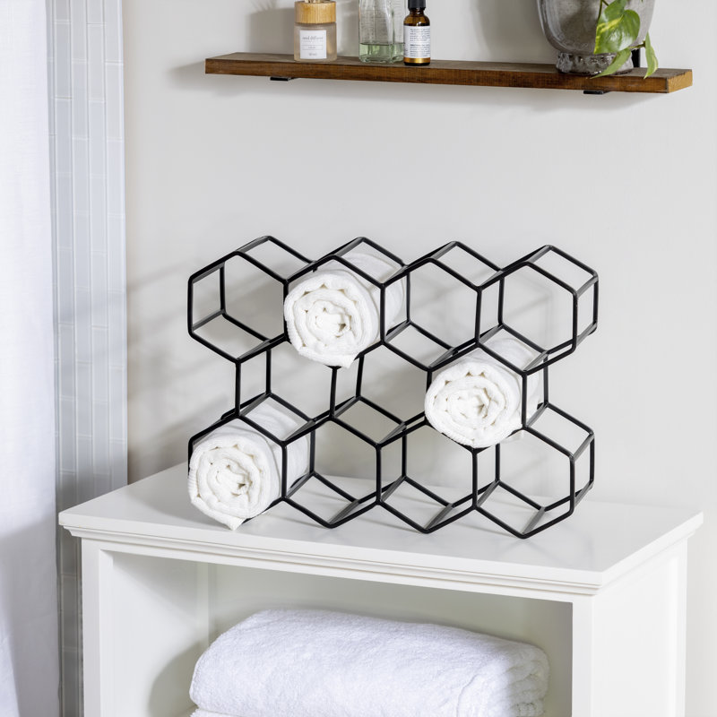 Porte-bouteilles en métal noir Honeycomb