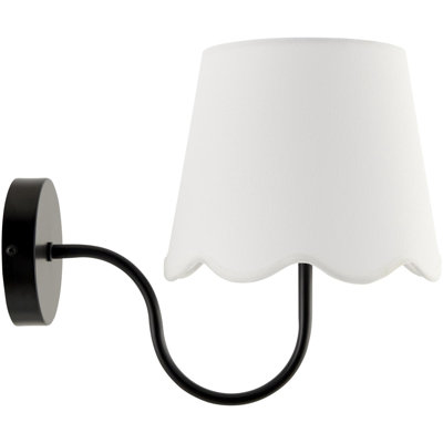 1-Light Iron Wall Sconce with Linen Shade 