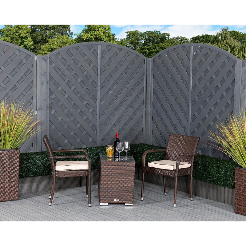 Roma 2 Seater Rattan Conversation Set, Chocolate, Coffee Cream