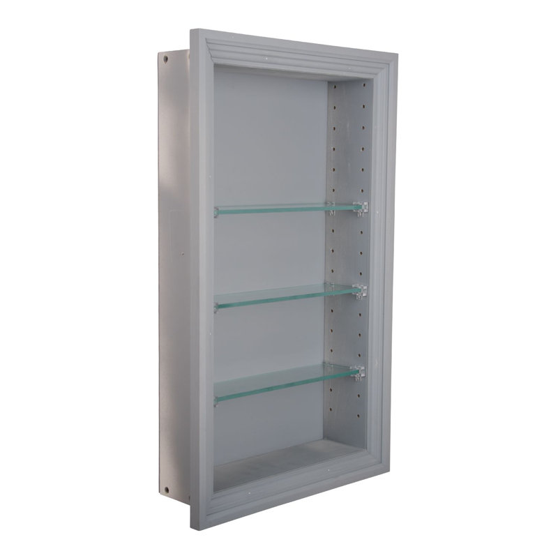Tablette murale 4 pièces en bois massif avec tablettes réglables Normandy, H 31,5 po x l 15,5 po x P 3,5 po, Blanc