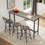 Ensemble de table de bar industrielle avec 3 tabourets rembourrés en PU-1024087194-1024087195-1024087196