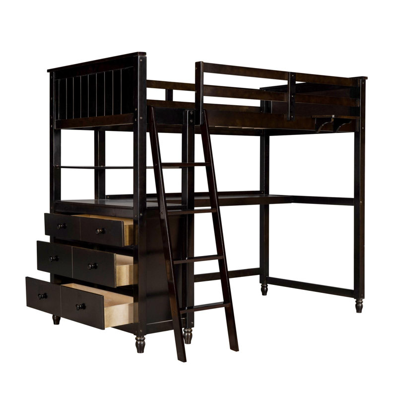 Lit mezzanine simple avec tiroirs et bureau