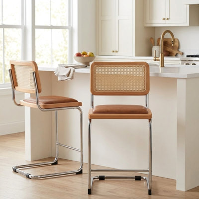 Aislynn Upholstered Faux Leather Counter Stool with Steel Frame