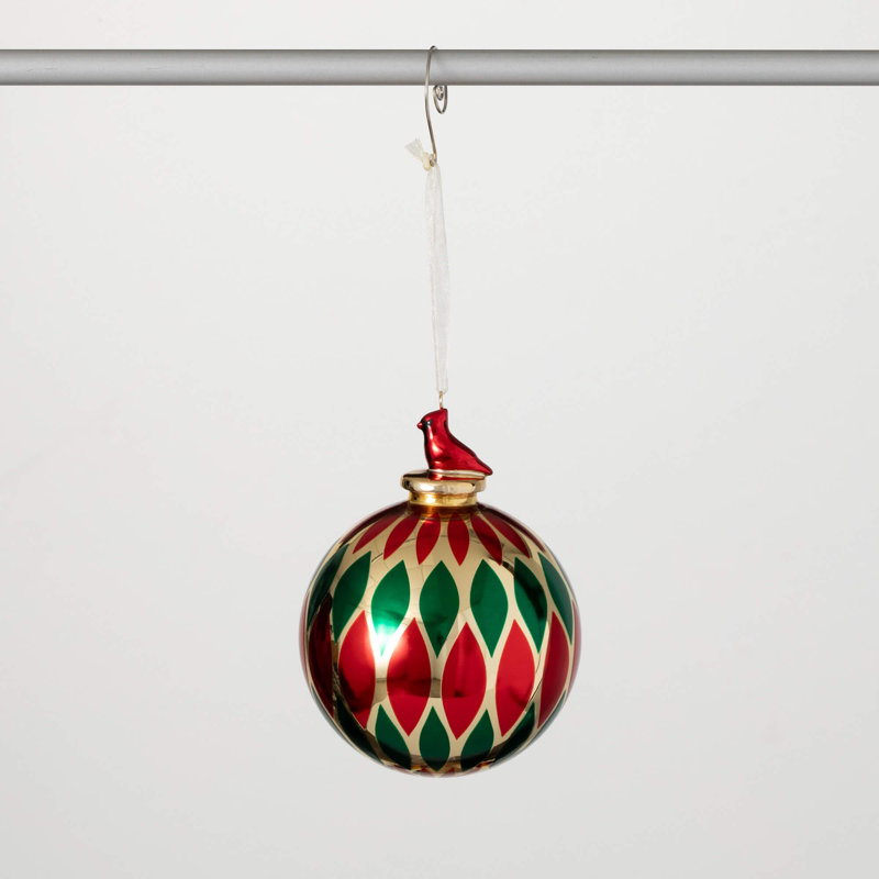 Ornement boule de Noël 5 po, rouge-vert