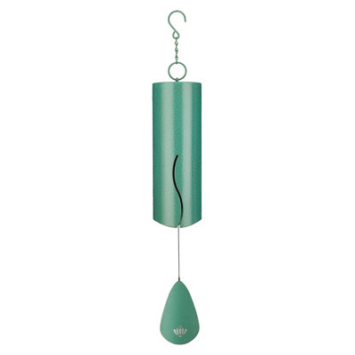 Cloche à vent extérieure en acier avec accents décoratifs et crochet intégré Amayah 28 po - Bourgogne