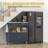 Rolling Kitchen Island With Storage Cabinet, 35.4'' Width Kitchen Cart,  2 Drawers Island Table, Portable Mobile Kitchen Island With Towel Rack, Wood Top And Lockable Casters, Black-407122310