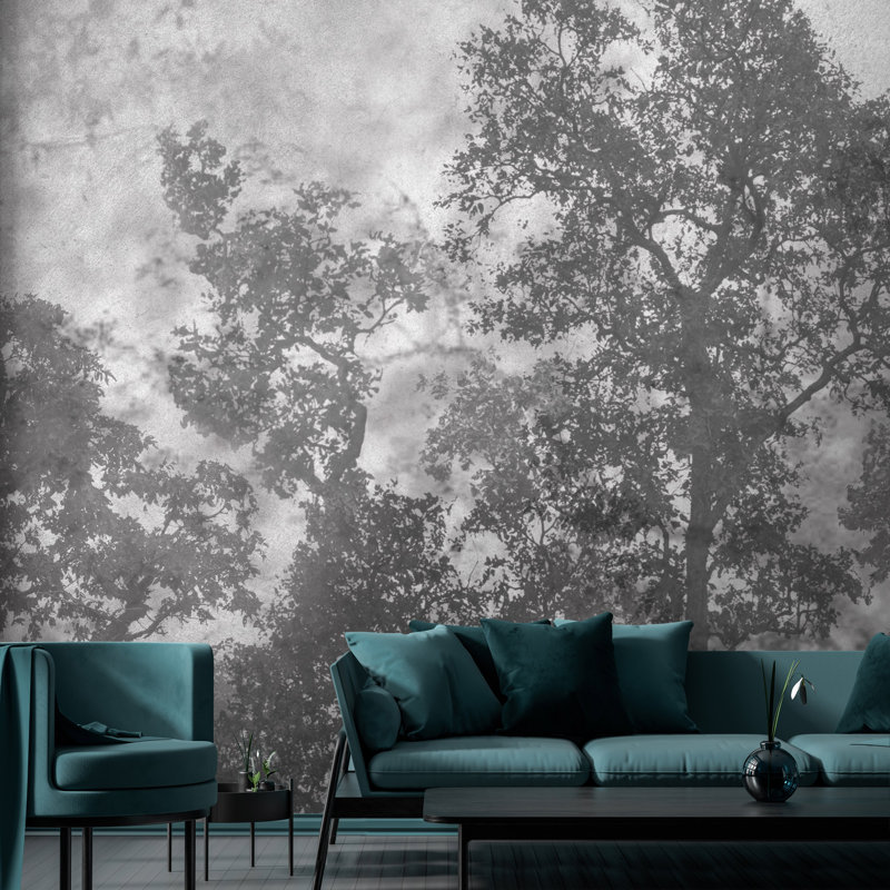 Papier peint mural Ethereal Forest Mist, Gris, L 110,04 po x l 204 po