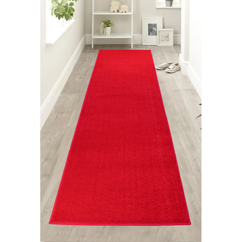 Custom Size Solid Color Red Slip Resistant Rugs by Feet, Runner 2'2" x 6'