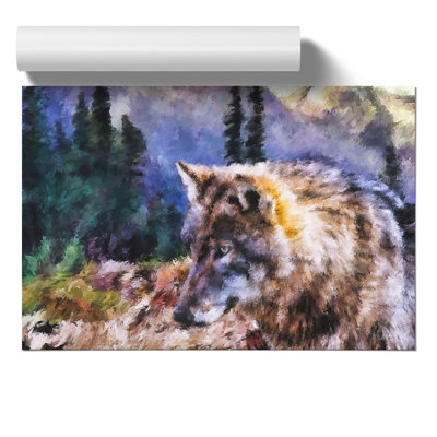 Abstract Wolf Painting - Frameless Print