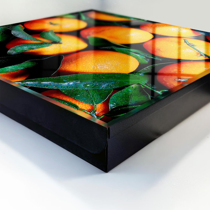 Key box for home, Opens to the right, 30x30x5, White, Juicy oranges among the green leaves, 
