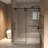 56-60" x 76" H Frameless Sliding  Shower Door, 5/16" (8mm) Clear Tempered Glass, Stainless Steel Frame,Matte Black