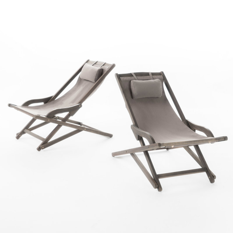 Beach Sling Chair - Grey   Of 2  Great For Backyard & Beach. 100% Canvas, With Pillow Comfort. Wood Made. 39.94 In. W, 33.13 H, 25.5 D. 22.48 Lb. Chair. Package: 57 D, 26.75 8.25 47.93 Lb Beach