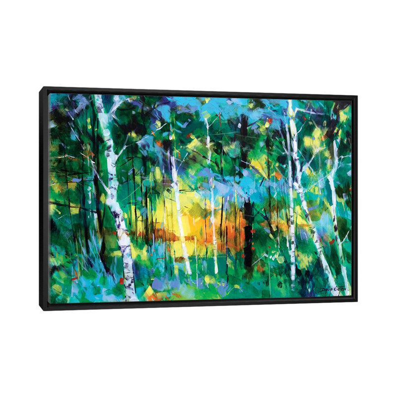 Birch Near Edge End by Doug Eaton - Painting on Canvas, 66.04 cm H x 45.72 cm W, Black Framed