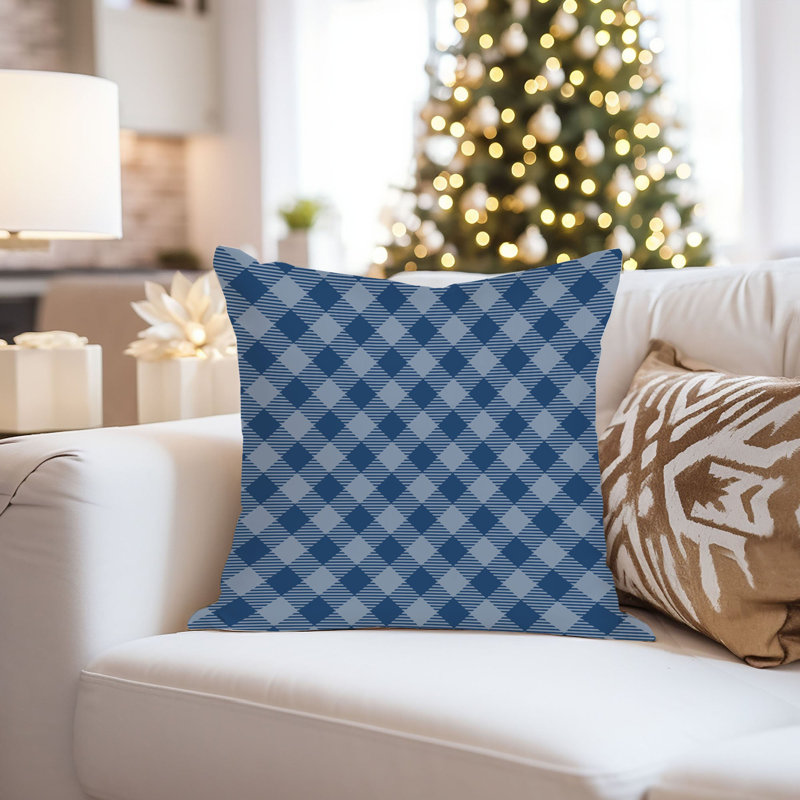 Gingham Pattern XVI Modern Blue, 18" H x 18" W