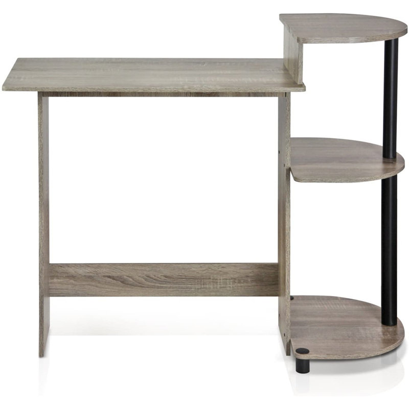 Computer Desk with Shelves, Gray/Black