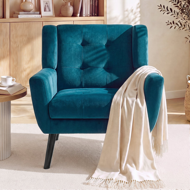 Fauteuil d'appoint Bolanle, Velours sarcelle