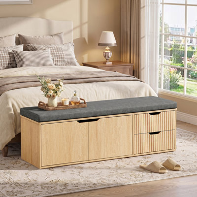 Banc de rangement 59 "avec tiroirs et coussin