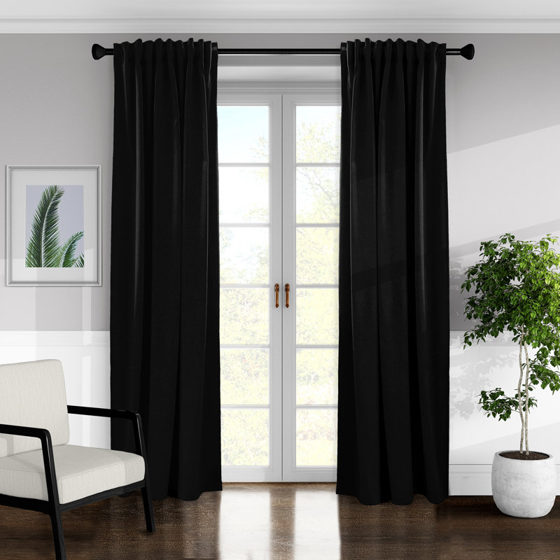 Panneau de rideau simple obscurcissant avec passe-tringle Lateeva, Noir, l 50 po x L 132 po